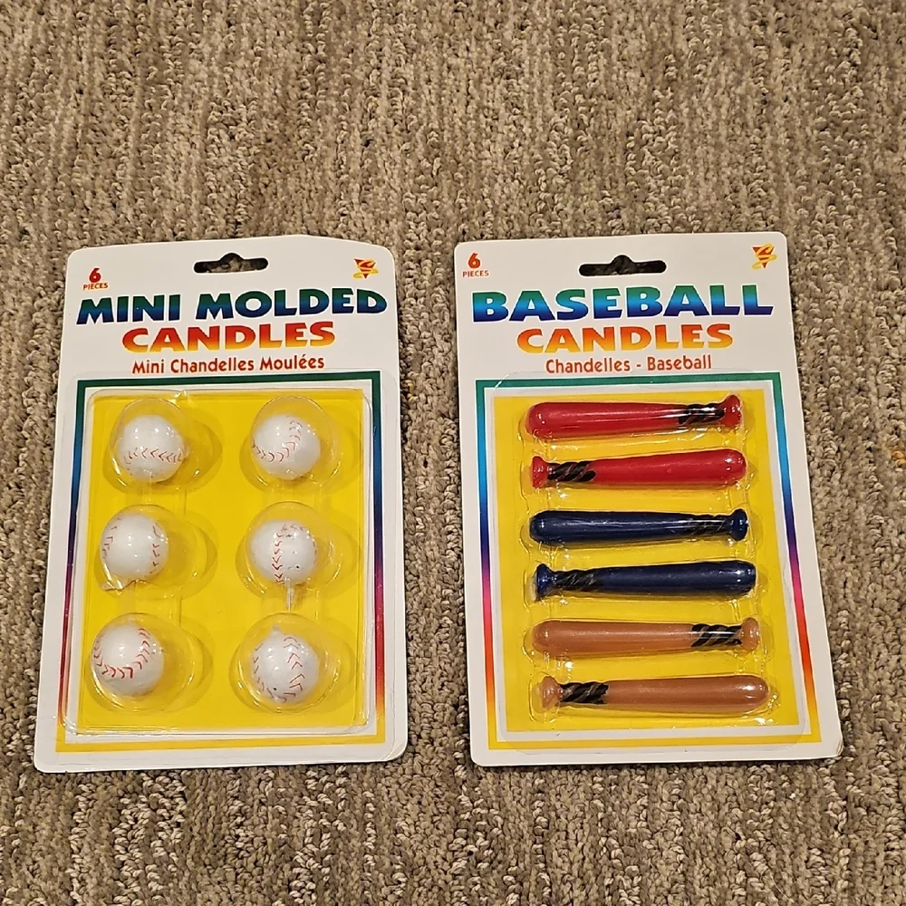 Mini Molded Baseball and Bat Candles